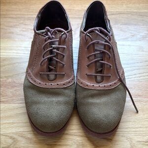 Brown and Green Oxford Shoes